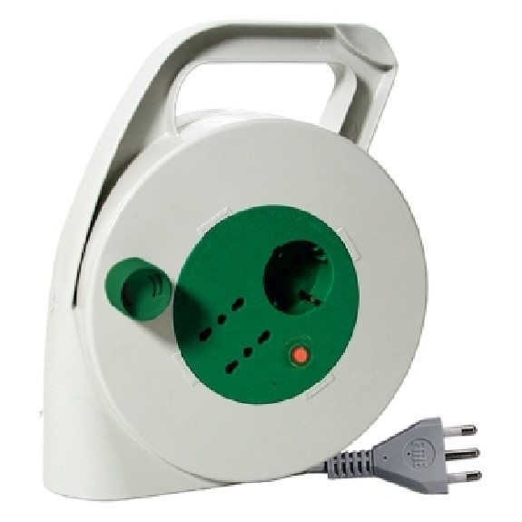 Avvolgicavo prolunga 10M 3-prese bipasso 2P+T 16A + 1-SCHUKO spina italiana con disgiuntore  01283-Leggi tutto