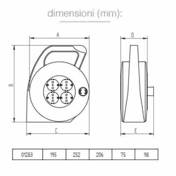 Avvolgicavo prolunga 10M 3-prese bipasso 2P+T 16A + 1-SCHUKO spina italiana con disgiuntore  01283-Leggi tutto