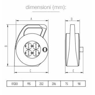 Avvolgicavo prolunga 10M 3-prese bipasso 2P+T 16A + 1-SCHUKO spina italiana con disgiuntore  01283-Leggi tutto