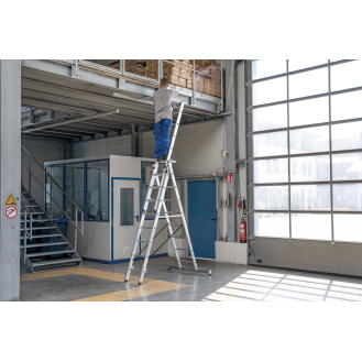 Mehrzweckleiter mit Nivello Traverse 3x12 Sprossen-Beschreibung lesen