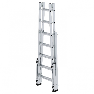 Aluminium Stehleiter, treppengängig, mit 4 Holmverlängerungen 2x7 Sprossen-Beschreibung lesen