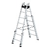Aluminium Stehleiter, treppengängig, mit 4 Holmverlängerungen 2x7 Sprossen