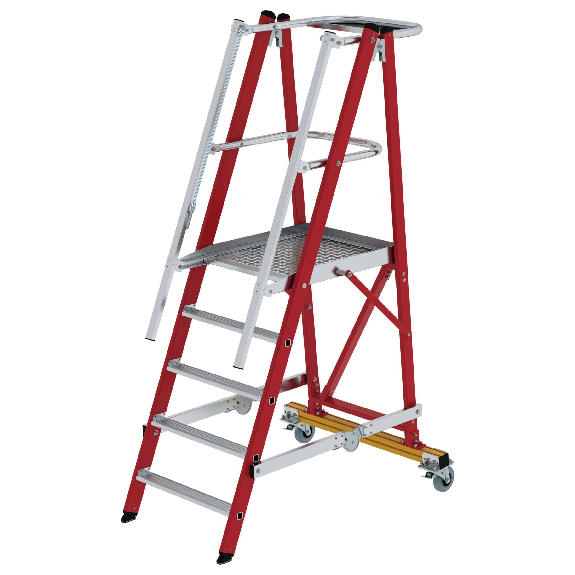 Scala a piattaforma in plastica con corrimano GFK 5 livelli-Leggi tutto