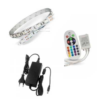 Kit striscia led strip RGB smd5050 60led/m multicolore 7W/m IP65 SKU 212354-Leggi tutto