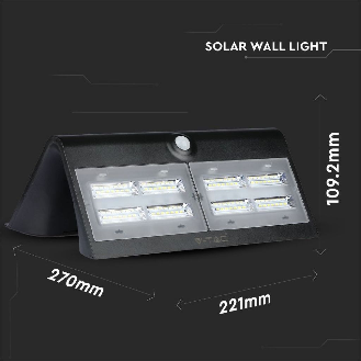 VT-767-7 lampada LED 7W pannello solare esterno IP65 + sensore PIR colore nero - SKU 8279-Leggi tutto