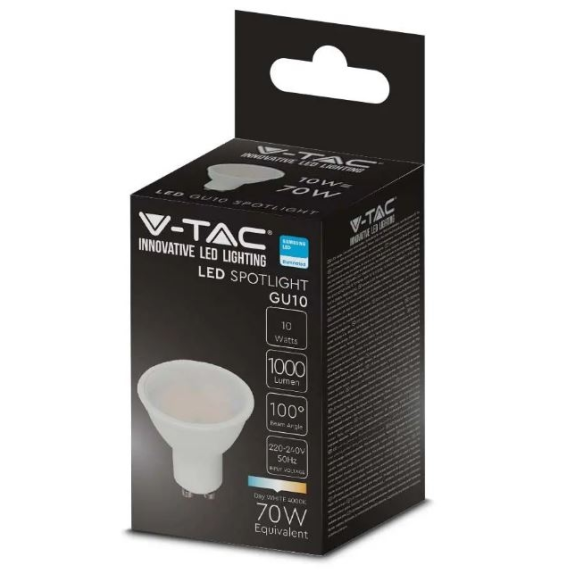 PRO VT-271 Lampadina spot led chip samsung SMD 10W GU10 bianco naturale 4000K - SKU 21879-Leggi tutto