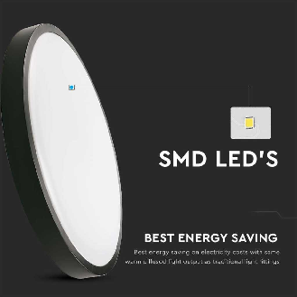 VT-8618B-RD Plafoniera led 18W rotonda bordo nero 4000K da soffitto parete copertura bianco satinato IP44 - sku 7634-Lire la description