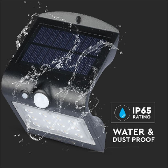 VT-767-2 lampada LED 1,5W pannello solare esterno IP65 + sensore PIR colore nero - SKU 8277-Leggi tutto