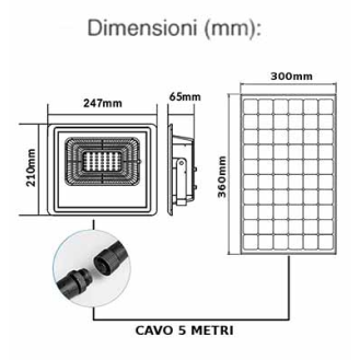VT-40W Faro led 40W autoalimentato nero con pannello 16W solare e telecomando 6000K IP65  sku 94008-Beschreibung lesen