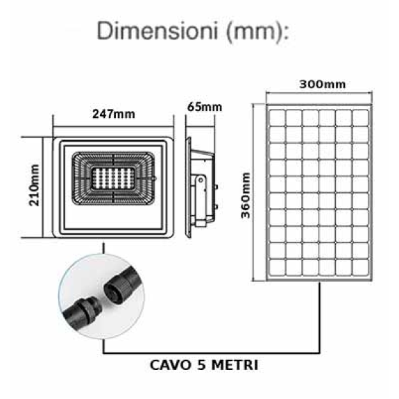 VT-40W Faro led 40W autoalimentato nero con pannello 16W solare e telecomando 6000K IP65  sku 94008-Leggi tutto