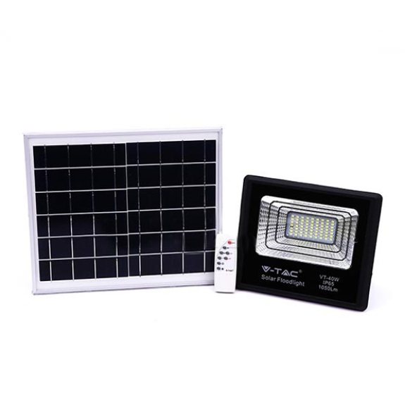 VT-40W LED FARO 40W noir mangé par noir avec panneau solaire 16W et 6000K IP65 Remote Control-Sku 94008-Beschreibung lesen