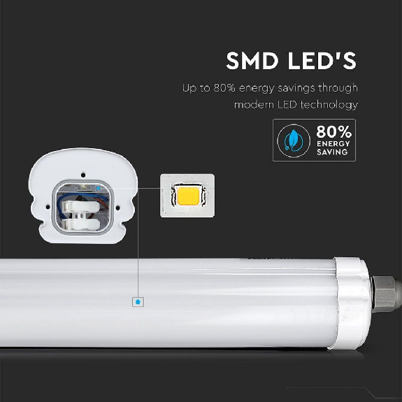 VT-1249 Plafoniera led tubo 36W 120CM bianco naturale 4500K 120lm/W IP65 - SKU 216285-Leggi tutto