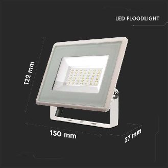 VT-4934-W Faro led floodlight 30W SMD 85LM/W 110° bianco freddo 6400K slim alluminio bianco IP65 - SKU 6748-Leggi tutto