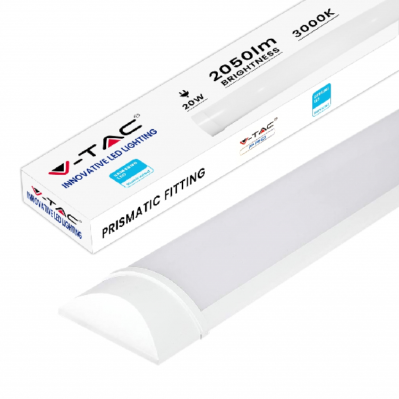 VT-8-20 plafoniera sottile tubo led prismatico chip samsung 20W 100lm/W 60cm 3000k IP20-Leggi tutto