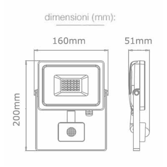 PRO VT-30-S faro led 30W ultra slim bianco con sensore PIR bianco naturale 4000K IP65 - SKU 458-Leggi tutto