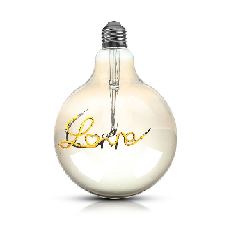 VT-2205 Lampadina led scritta Love 5W globo filamento E27 G125 vetro ambrato oscurato bianco caldo 2200K - SKU 2700-Leggi tutto