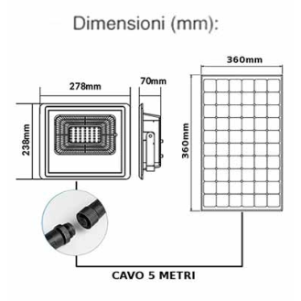VT-60W Faro led 60W autoalimentato nero con pannello solare e telecomando 4000K IP65  sku 8575-Beschreibung lesen