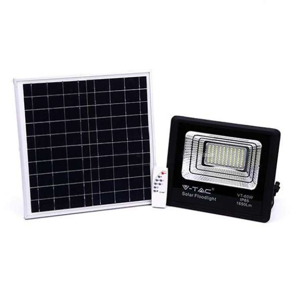 VT-60W LED LED 60W Black auto-board avec panneau solaire et 4000K IP65 Remote Control-Sku 8575-Beschreibung lesen