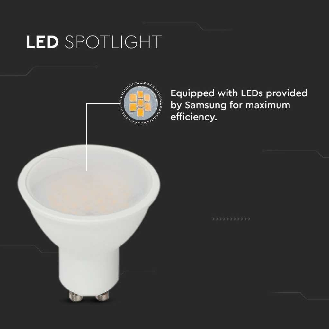 VT-2333 Lampadina spot LED 2.9W GU10 faretto 100° copertura satinata luce bianco freddo 6500K - 2989-Leggi tutto