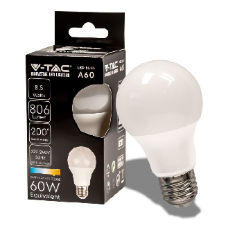 VT-2099 Lampadina LED 8.5W E27 Bulb A60 bianco caldo 3000K - SKU 217260-Leggi tutto