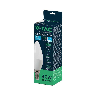 VT-226 Lampadina led E14 candela 4.5W Chip Samsung SMD luce bianco freddo 6500K 105lm/w - SKU 21173-Leggi tutto