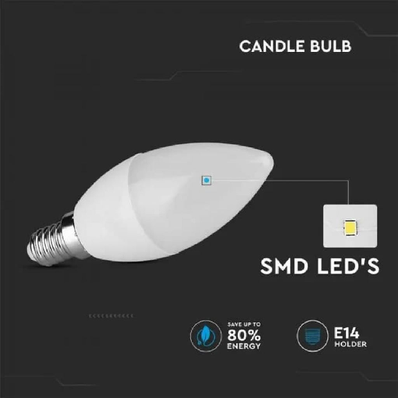 VT-1818 Lampadina LED candela SMD 3.7W E14 bianco naturale 4000K sku 214166-Leggi tutto
