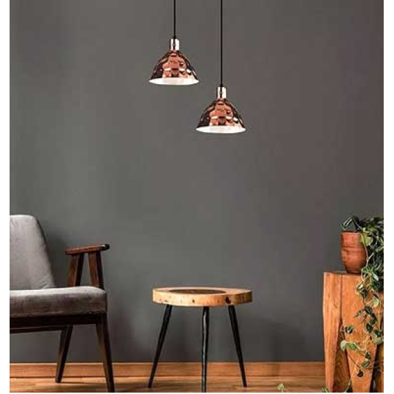 VT-8300 Lampadario portalampada 1MT E27 moderno in metallo cromato a specchio oro rosa Ф300mm - sku 3710-Leggi tutto