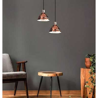 VT-8300 Lampadario portalampada 1MT E27 moderno in metallo cromato a specchio oro rosa Ф300mm - sku 3710-Leggi tutto