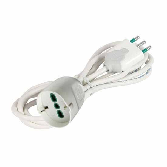 Prolunga lineare 3m 3G0,75 H05VV-F spina italiana 2P+T 10A presa bipasso italo/tedesca 2P+T 10A  92080-Leggi tutto