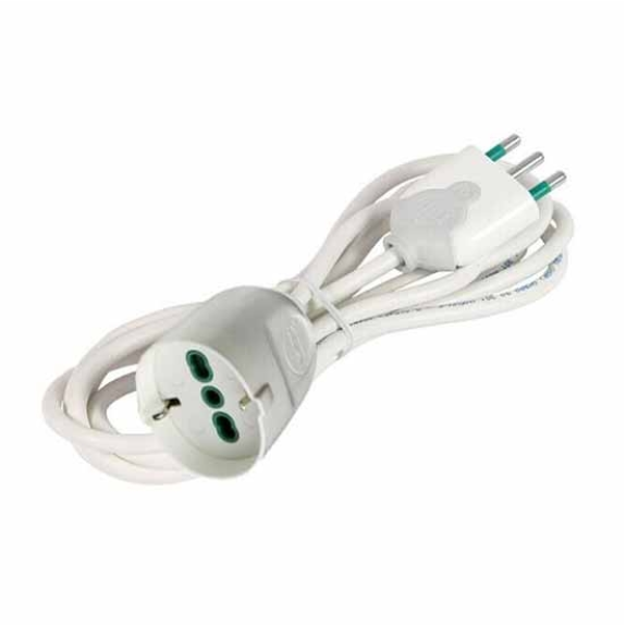 Prolunga lineare 3m 3G0,75 H05VV-F spina italiana 2P+T 10A presa bipasso italo/tedesca 2P+T 10A  92080-Leggi tutto