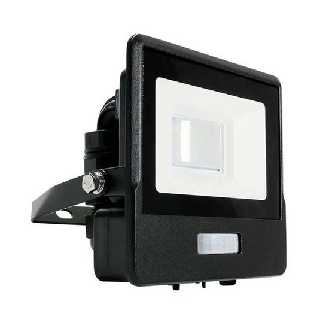 VT-118S faro led 10W chip samsung con sensore di movimento PIR e crepuscolare bianco caldo 3000K slim alluminio nero box derivazione IP65 - SKU 20256-Leggi tutto