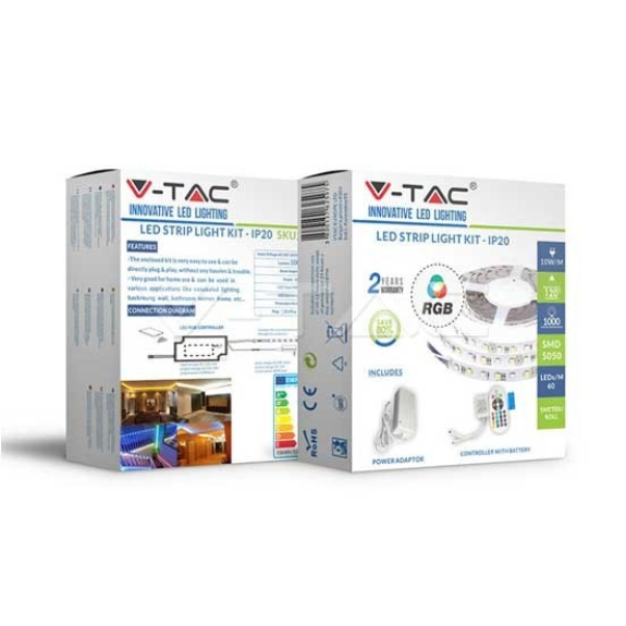 VT -5050 Strip de LED du kit complet RVB SMD5050 IP20 + Contrôleur + alimentation - SKU 2558-Beschreibung lesen