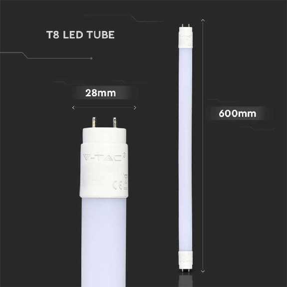 VT-6072 Tubo LED neon 9W T8 G13 60CM in nanoplastica bianco freddo 6500K - sku 216394-Leggi tutto