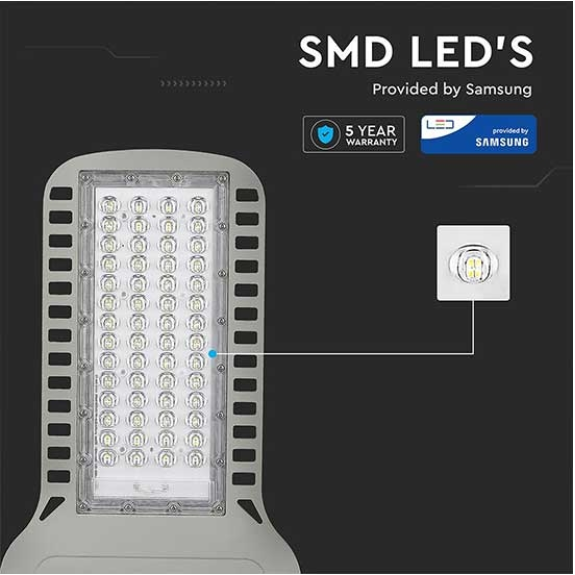 PRO VT-104ST Armatura lampada stradale led 100W chip samsung bianco naturale 4000K slim IP65 - sku 21960-Leggi tutto