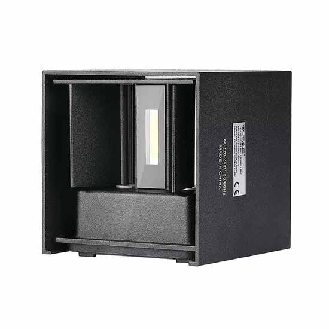 VT-759-B-N Lampada applique LED 5W chip bridgelux da parete doppio fascio UP/DOWN 140LM/W 3000K forma quadrato colore nero IP65 - sku 217078-Leggi tutto