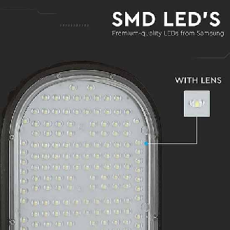 PRO VT-101ST Armatura lampada stradale led chip samsung SMD lampione 100W 84LM/W bianco freddo 6400K slim alluminio grigio scuro IP65 - sku 21536-Leggi tutto