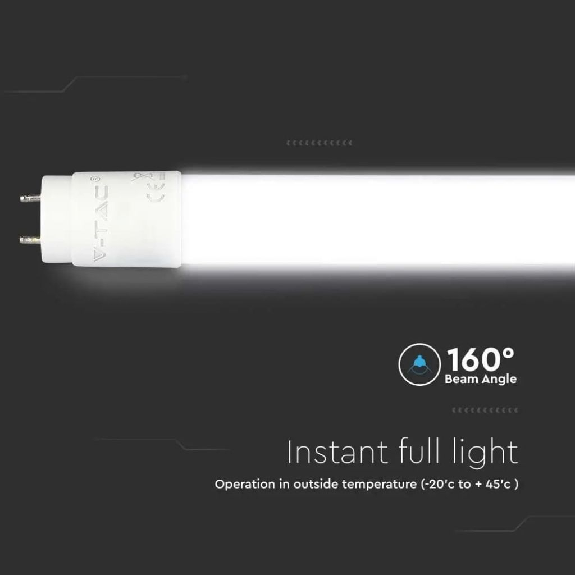 PRO VT-122 Tubo LED 16.5W chip Samsung 112LM/W T8 G13 120CM in nanoplastica bianco naturale 4000K - SKU 21672-Leggi tutto