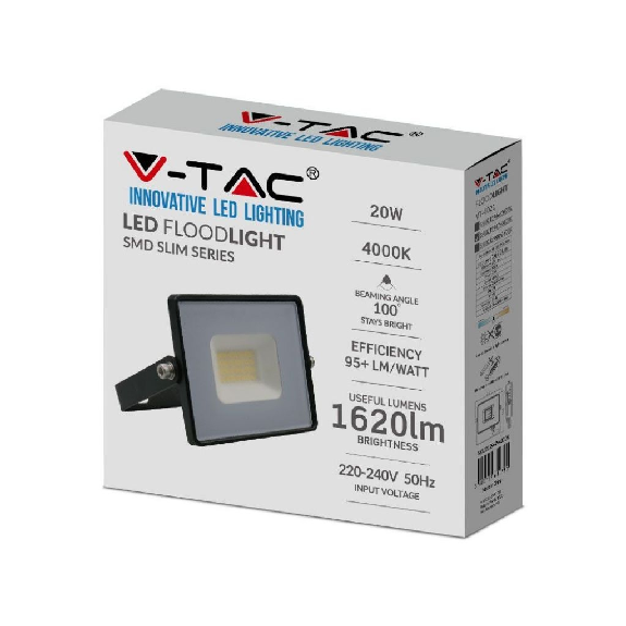 VT-4021 Faro led smd 20W bianco naturale 4000K E-Series ultra slim nero 1620lm IP65 - sku 215947 VT-4021 Faro led smd 20W bianco naturale 4000K E-Series ultra slim nero 1620lm IP65 - sku 215947-Leggi tutto