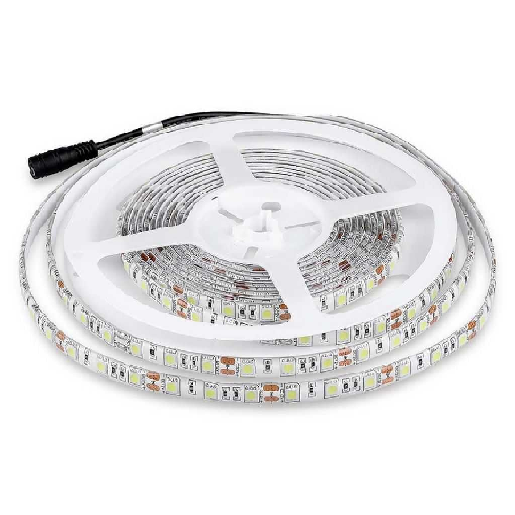 Striscia 300LED SMD5050 strip 5Mt 60led/mt 11w/mt IP65 SKU 212148 - Bianco Freddo 6500K VT-5050-Leggi tutto