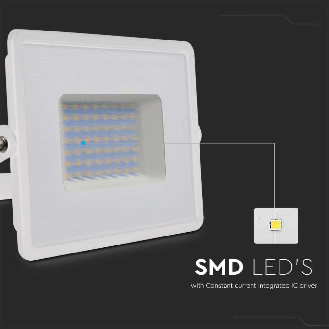 VT-4051 Faro LED 50W proiettore E-Series super slim G2 corpo bianco luce bianco naturale 4000K IP65 - sku 215962-Leggi tutto