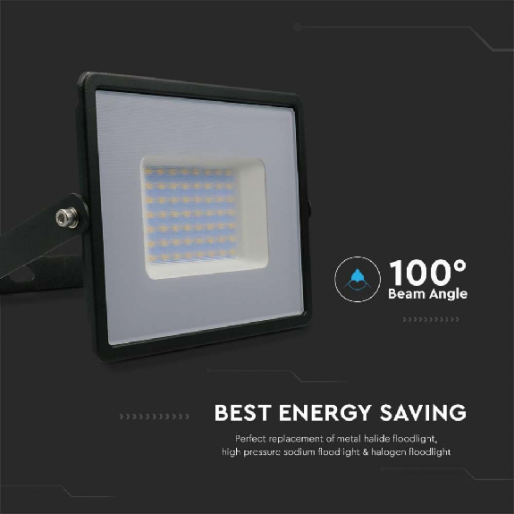 VT-4051 Faro LED 50W proiettore E-Series super slim G2 corpo nero luce bianco naturale 4000K IP65 - sku 215959-Leggi tutto