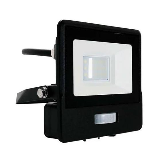 VT-118S-1 LED LED 10W Chip Samsung Chip avec PIR et Crepusculaire Crepusculaire blanc Crepusculaire 3000K Slim Aluminium noir IP65-SKU 20280-Beschreibung lesen