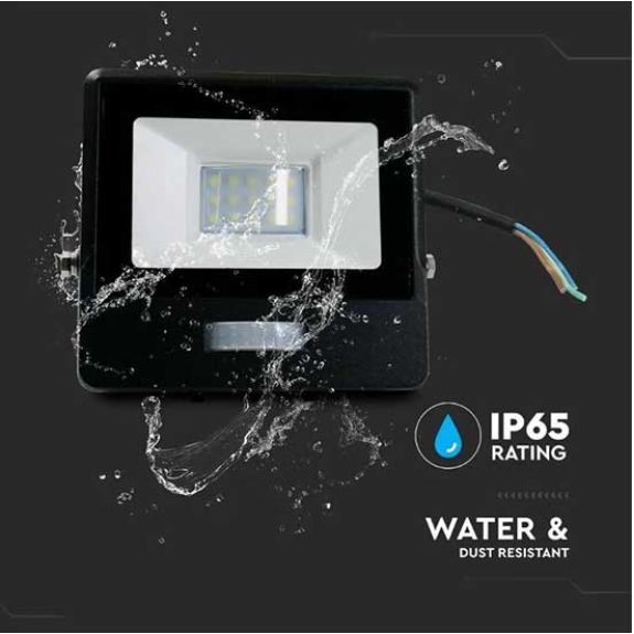 VT-118S-1 faro led 10W chip samsung con sensore di movimento PIR e crepuscolare bianco caldo 3000K slim alluminio nero IP65 - SKU 20280-Leggi tutto