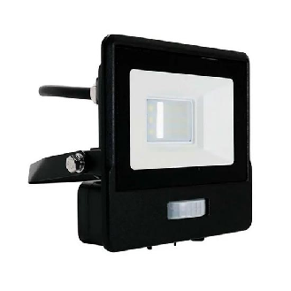 VT-118S-1 faro led 10W chip samsung con sensore di movimento PIR e crepuscolare bianco caldo 3000K slim alluminio nero IP65 - SKU 20280-Leggi tutto
