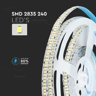 VT-2835 Striscia led strip 240led/mt 20W/mt SMD2835 5Mt 2000lm/mt 12V Alta luminosità sku 212166 6400k-Leer más