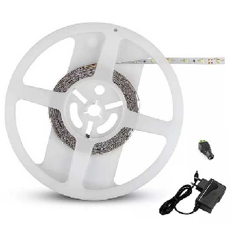 VT-3528-60 Kit striscia led SMD3528 5M 3,6W/M 12V monocolore bianco naturale 4000K IP20 + alimentatore + connettore alimentazione - sku 2351-Leggi tutto