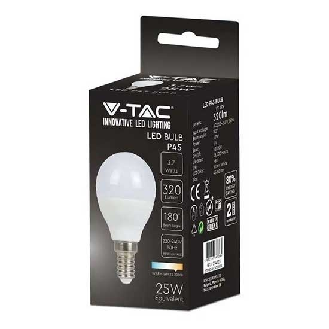 VT-1819 Lampadina led SMD 3.7W E14 180° mini globo P45 bianco freddo 6400K - SKU 214124-Leggi tutto