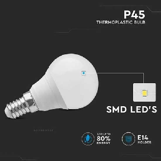 VT-1819 Lampadina led SMD 3.7W E14 180° mini globo P45 bianco freddo 6400K - SKU 214124-Leggi tutto