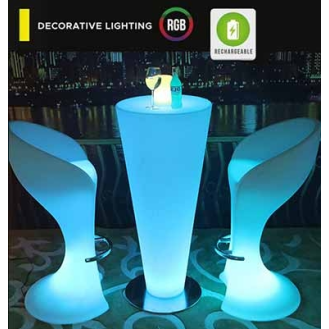VT-7814 sgabello da bar LED multicolor RGB batteria ricaricabile e telecomando IP54 - sku 40271-Leggi tutto