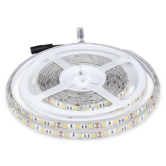 VT-5050 Striscia 300 LED SMD 5050 strip 5Mt 11W/mt IP65 60led/mt 12v SKU 212150 - Bianco Naturale 4000K-Leggi tutto